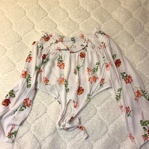 Pacsun Flower Tie Front Blouse